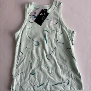 Nike Girls Slim Fit Tank Top Seafoam Green All‎ Over Swoosh Size Large NWT